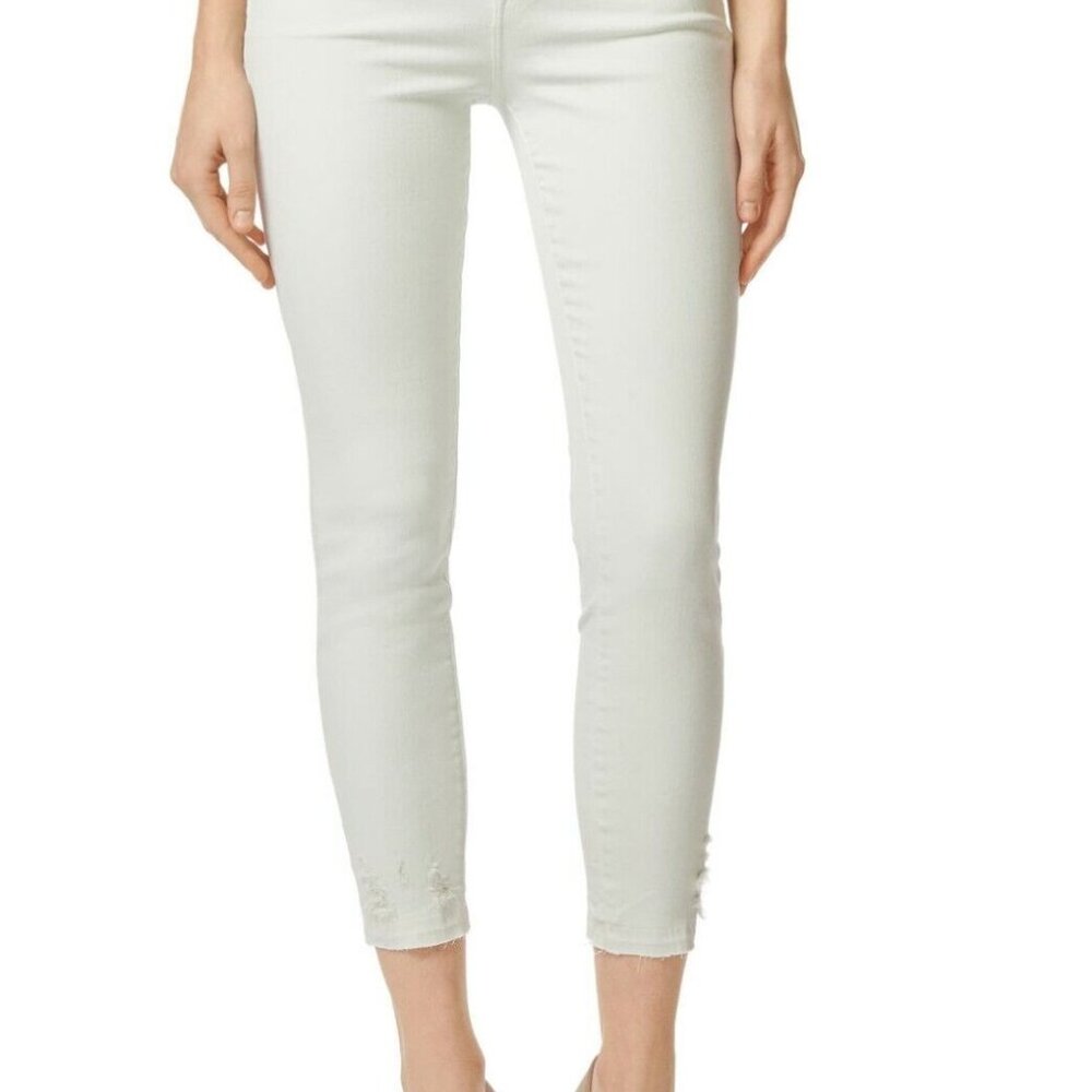 J Brand Alana Mid Rise Crop Skinny Jeans in Spearmint Destruct